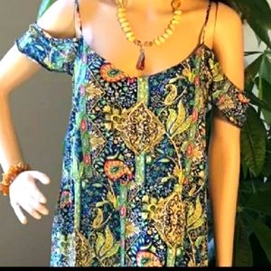 Beautiful bohemian cold shoulder maxi dress